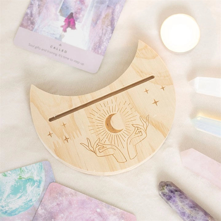 Natural mystical hands crescent moon Tarot kaart houder