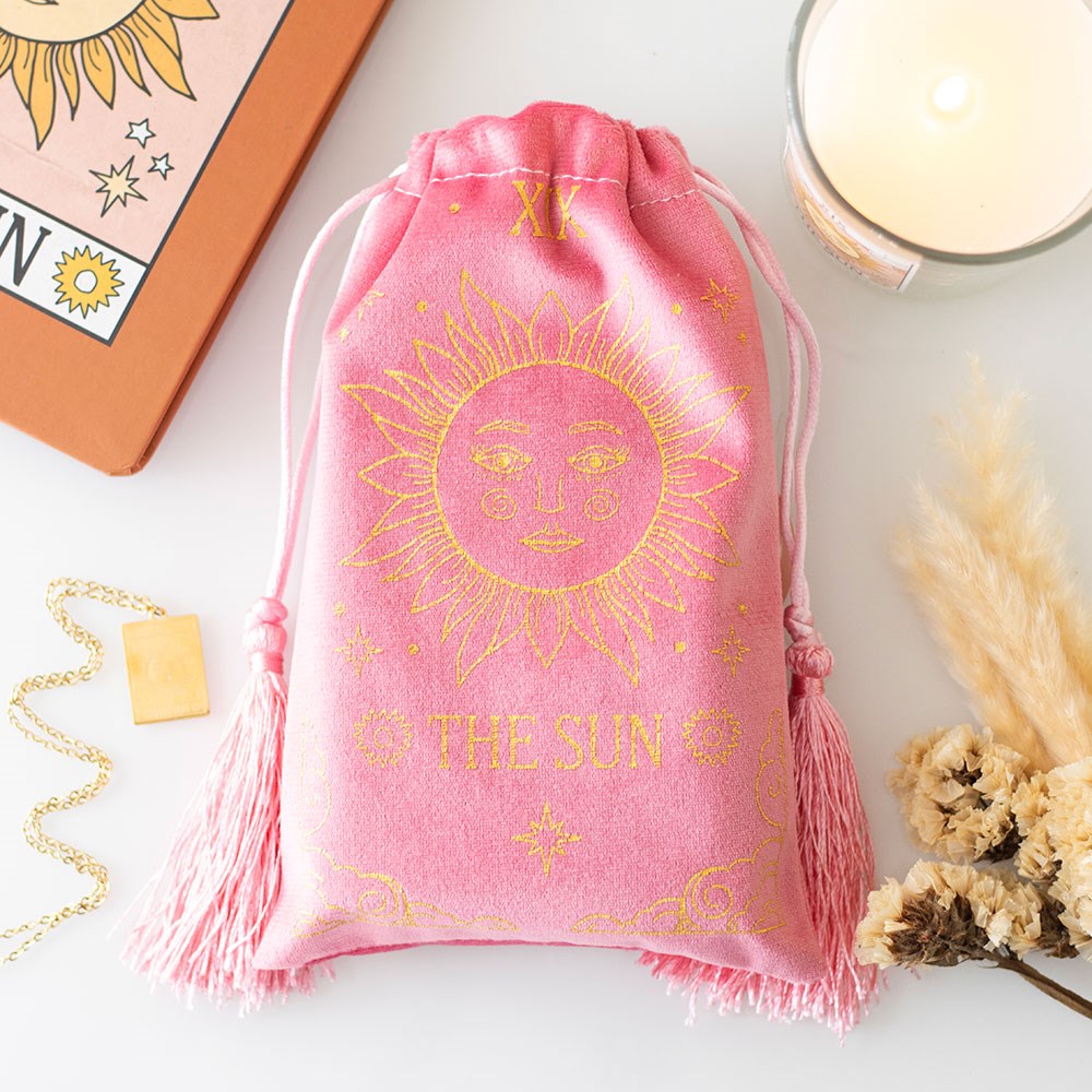 De zon vintage tarotkaart fluwelen trekkoord tas