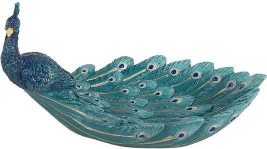 Clayre & Eef Decoratie schaal Pauw 30x19x16 cm Blauw Kunststof