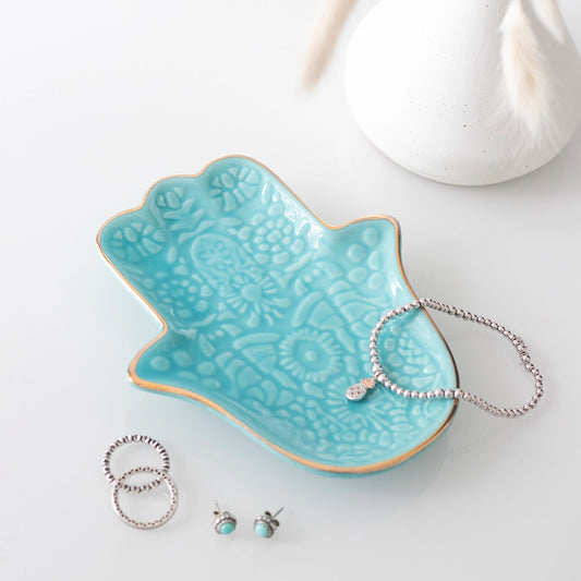 Turkoois Hamsa sieraden schaaltje