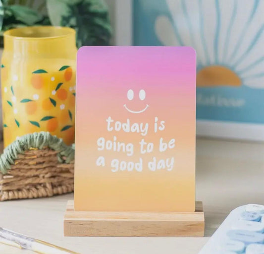 Affirmatiekaarten van Mindful Moments met houten standaard