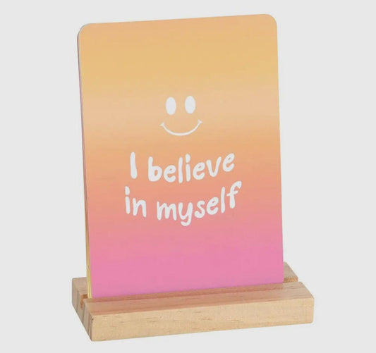 Affirmatiekaarten van Mindful Moments met houten standaard