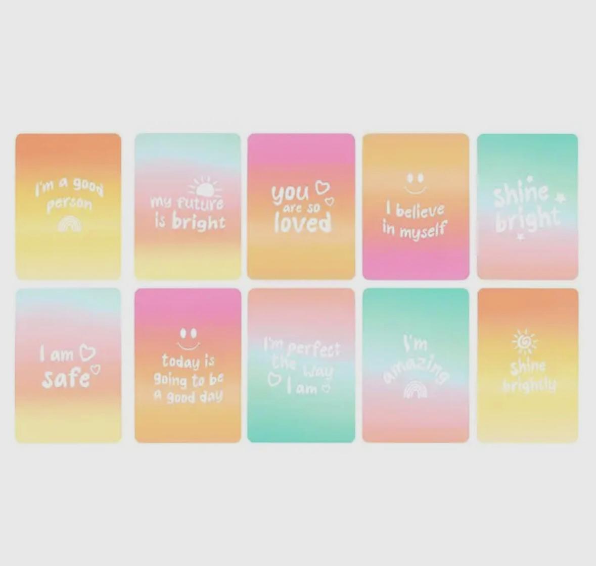 Affirmatiekaarten van Mindful Moments met houten standaard