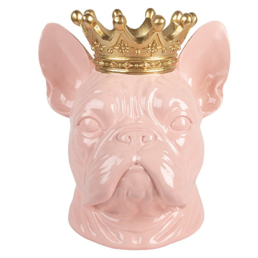 Clayre & Eef Decoratie Beeld Hond 19x16x20 cm Roze Kunststof