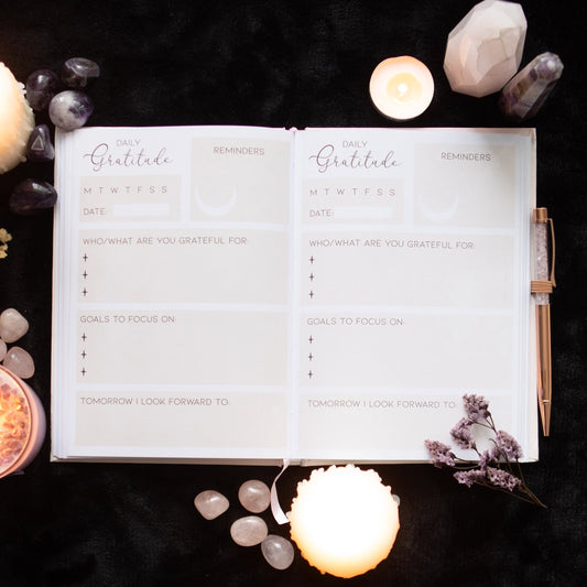 Gratitude Journal notitieboek met rozenkwarts chips pen