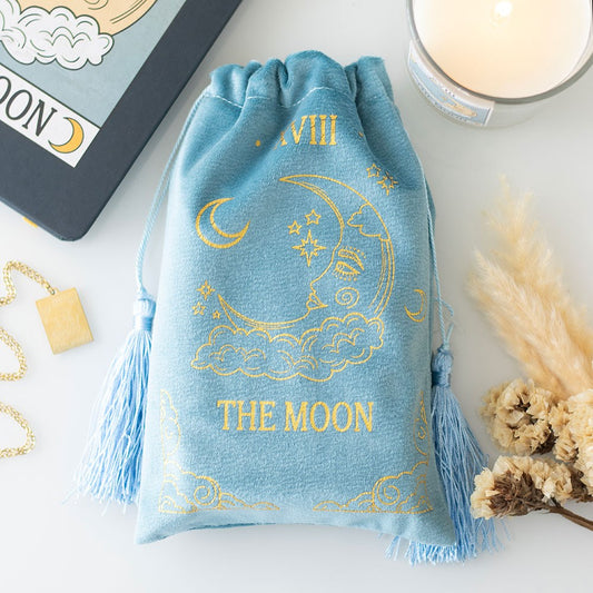 De Maan vintage tarotkaart fluwelen trekkoord tas