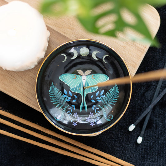 Luna Moth keramische wierookhouder